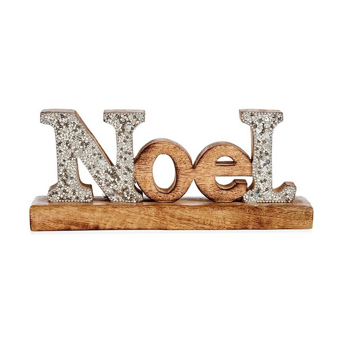 Decorative Figure Noel Glitter 6,5 x 10 x 25 cm Silver Wood