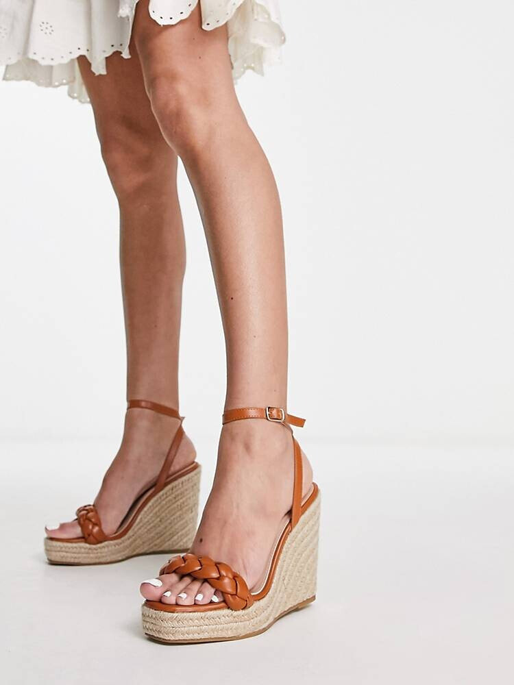 Glamorous – Espadrilles-Sandalen mit Keilabsatz in Gold