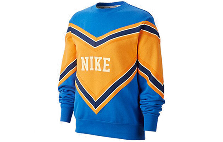 Nike 拼接加绒针织圆领卫衣套头衫 女款 蓝色 / Толстовка Nike BV2921-480 Sweatshirt