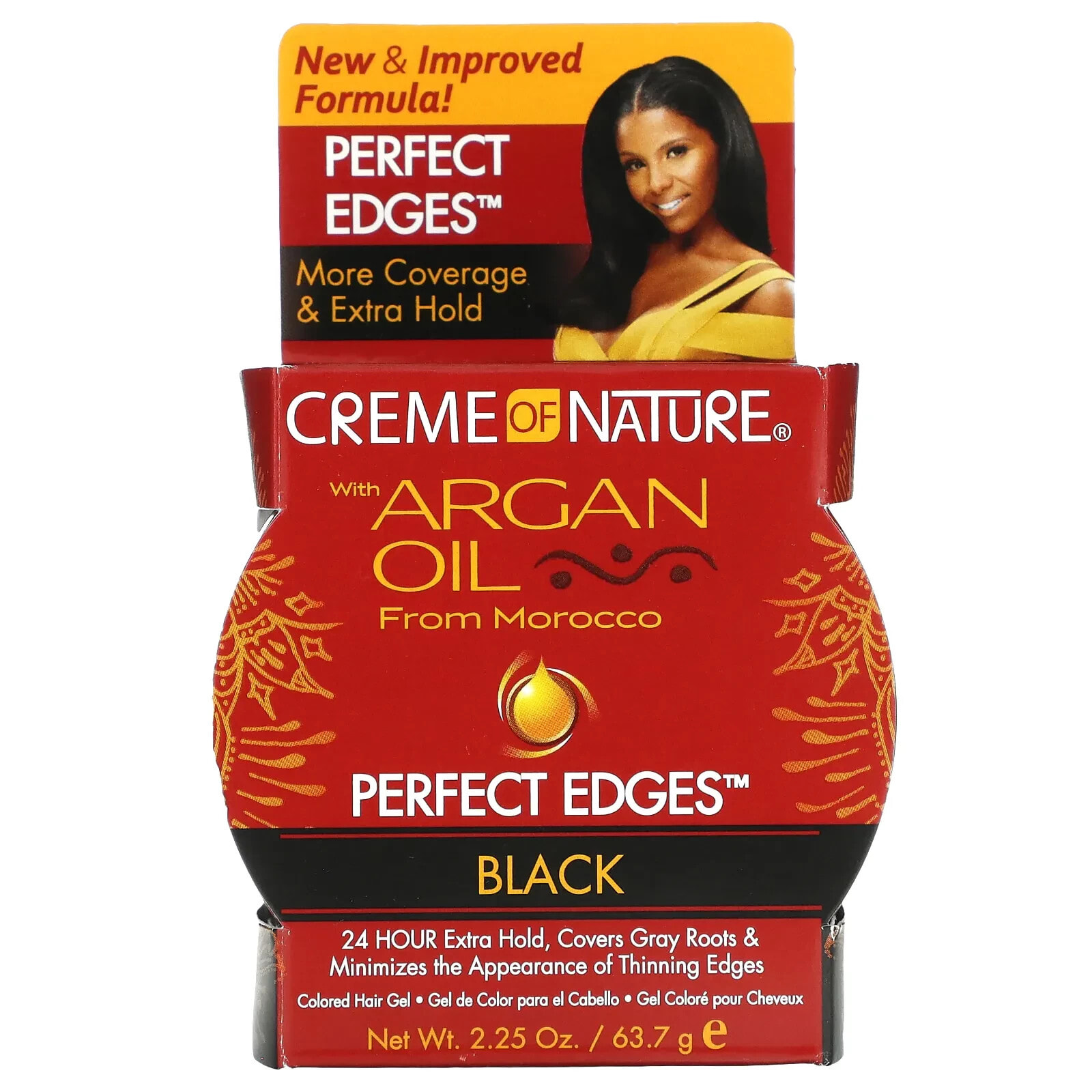 Argan Oil From Morocco, Perfect Edges, Colored Hair Gel, Black, 2.25 oz (63.7 g)