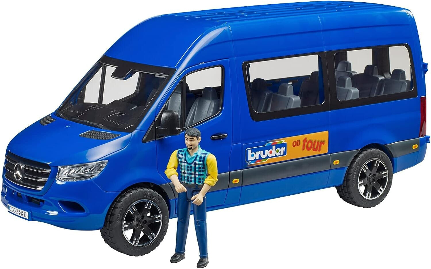 bruder 02681 MB Sprinter Transfer with Driver 1:16 Vehicles, Transporter, Bus, Car, Bworld Figure