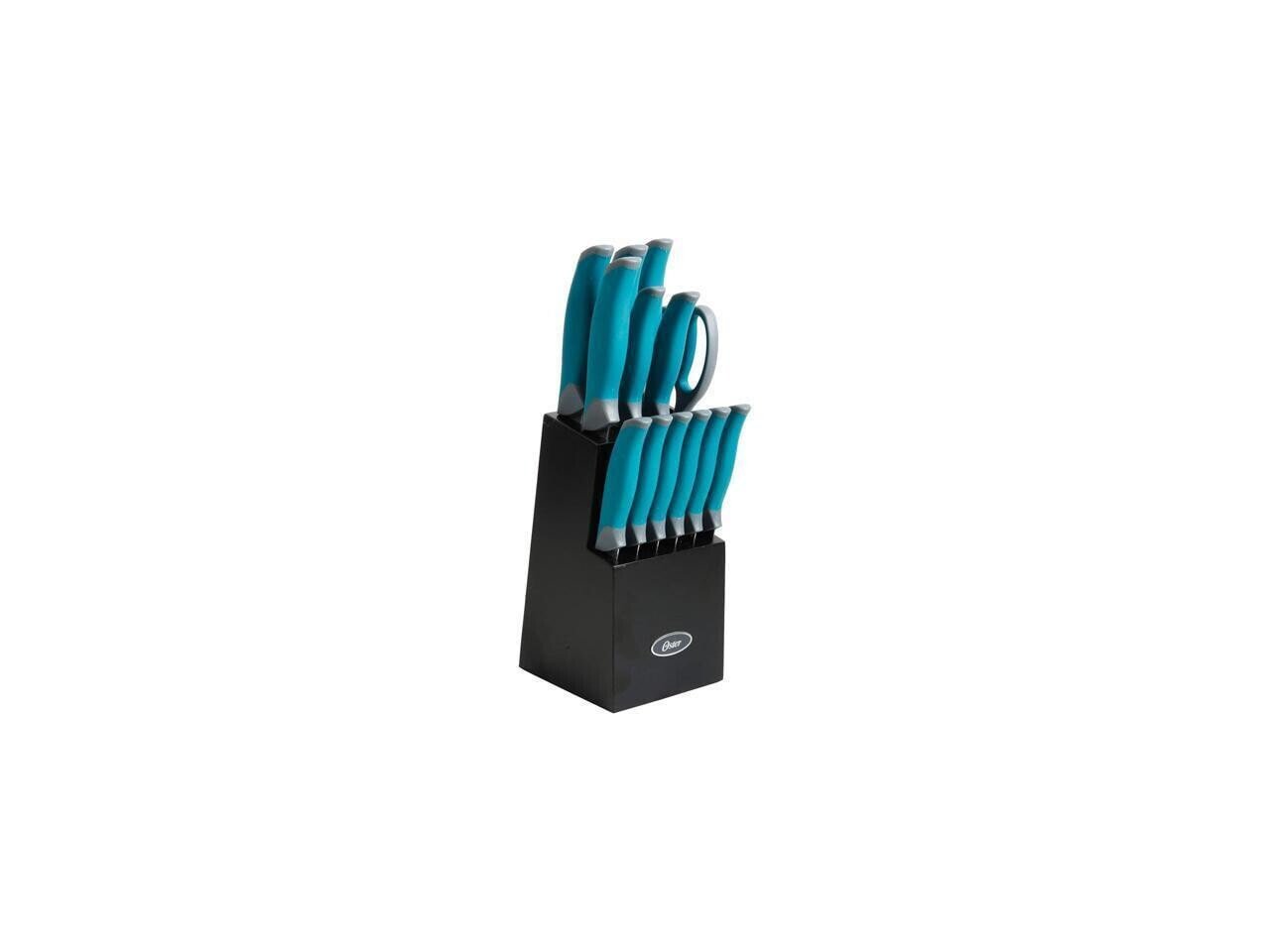 Oster 81007.14 Lindbergh 14 Piece Stainless Steel Cutlery Set Black Block, Teal