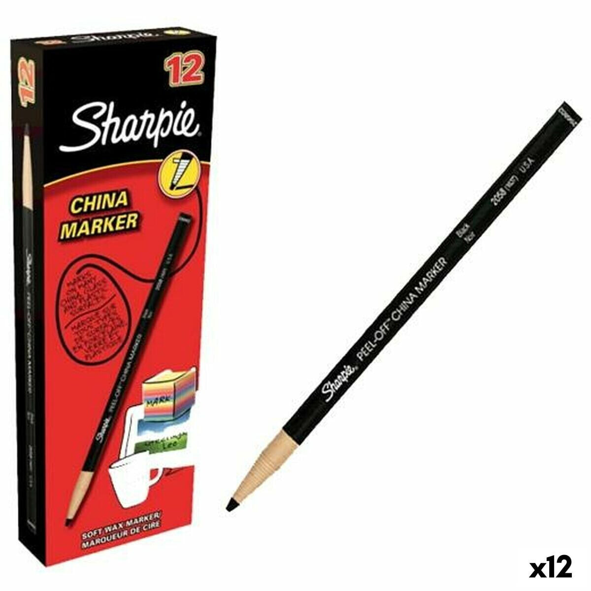 Marker Sharpie China Permanent Black 12 Pieces (12 Units) (1 Unit)