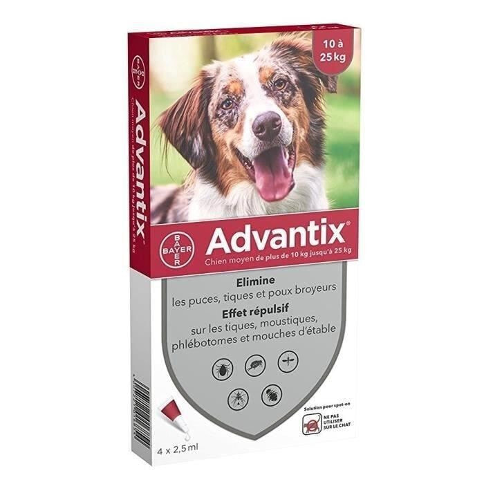 Антипаразитарные дозаторы ADVANTIX 4 - для собак среднего веса от 10 до 25 кг.