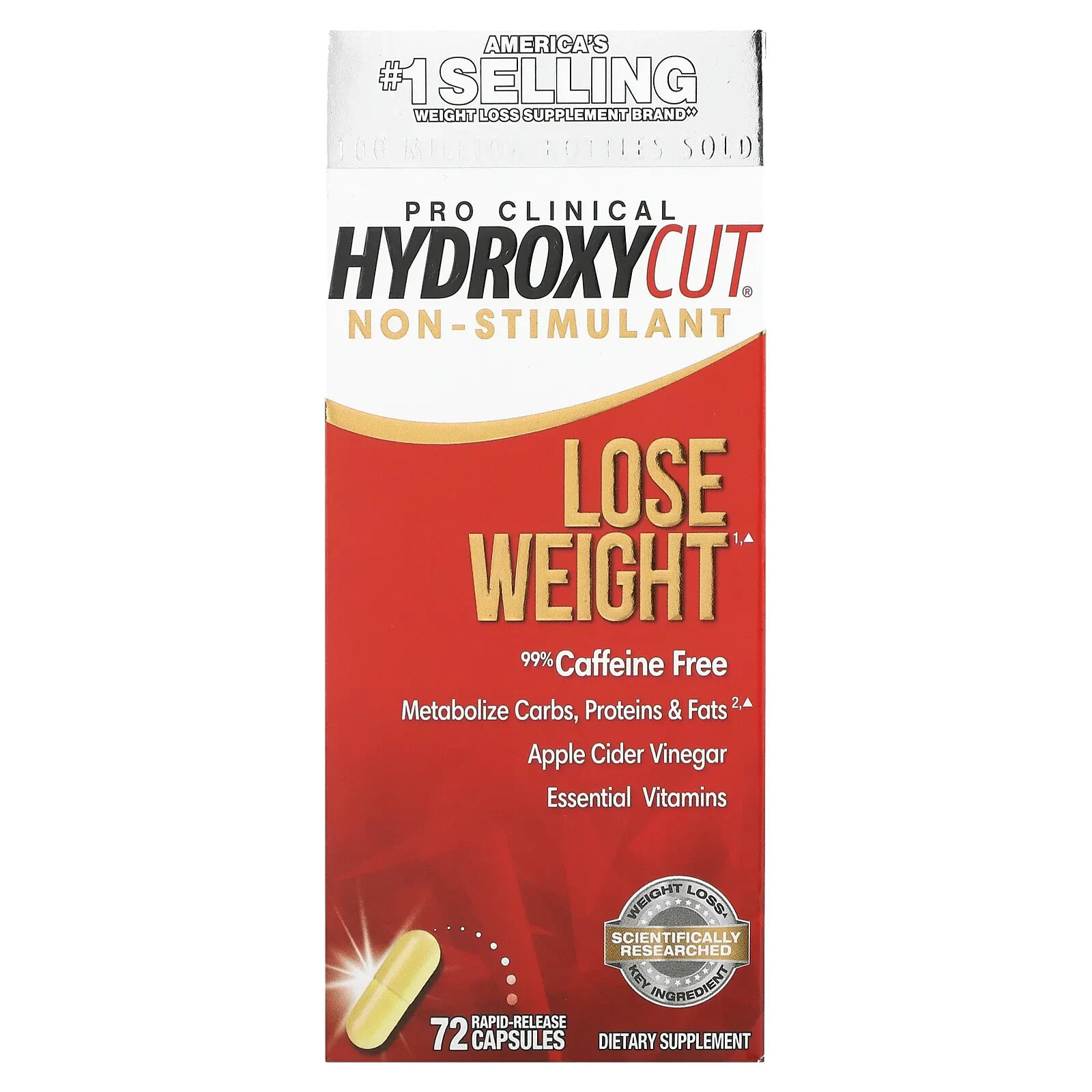 Hydroxycut, Pro Clinical Hydroxycut, добавка для похудения без стимуляторов, 72 быстрорастворимые капсулы