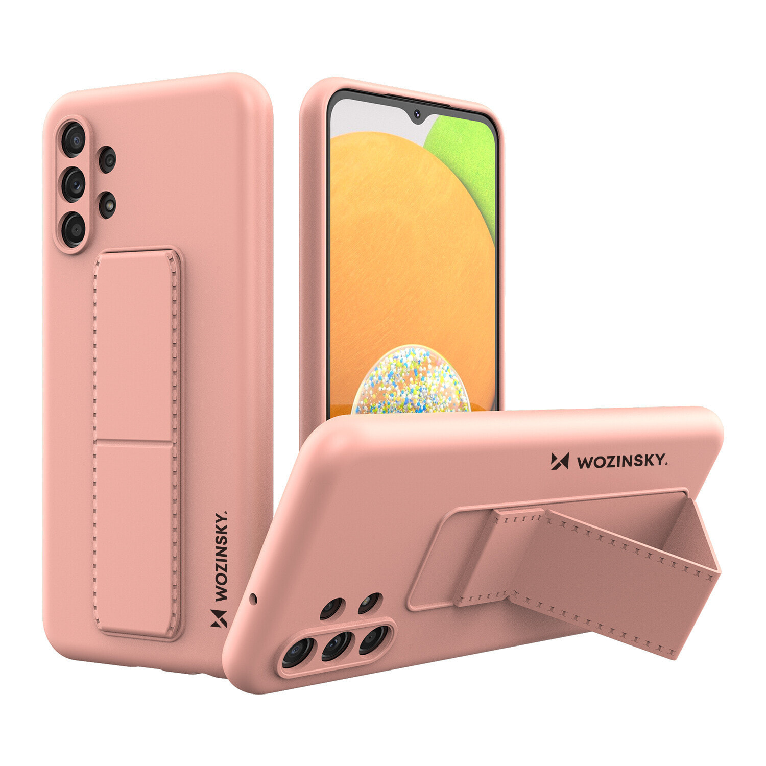 Silikonowe etui z podstawką etui Samsung Galaxy A13 5G Kickstand Case różowe