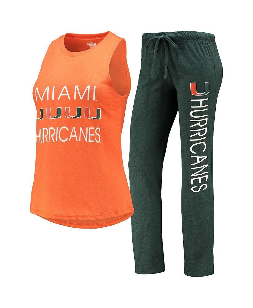 Women's Green, Orange Miami Hurricanes Tank Top and Pants Sleep Set