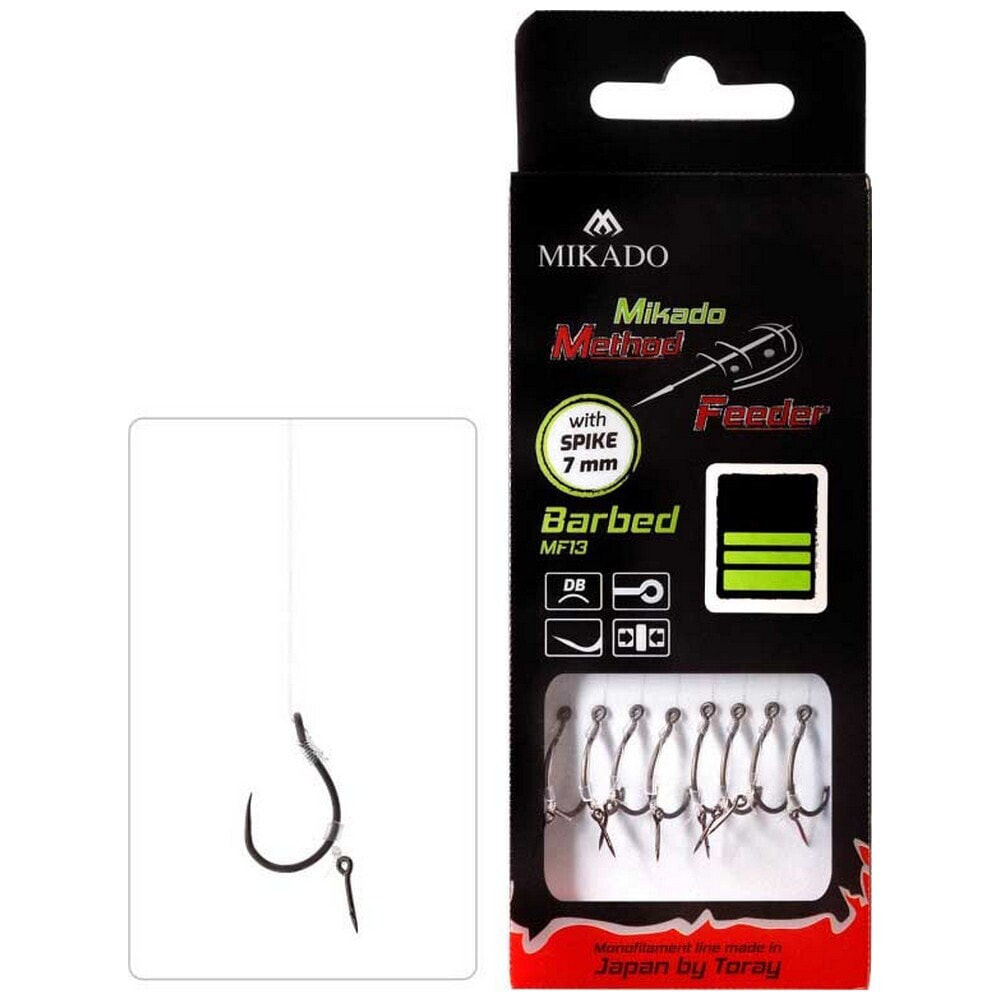 MIKADO Method Feeder Rig Without Spike 0.230 mm Barbless Tied Hook