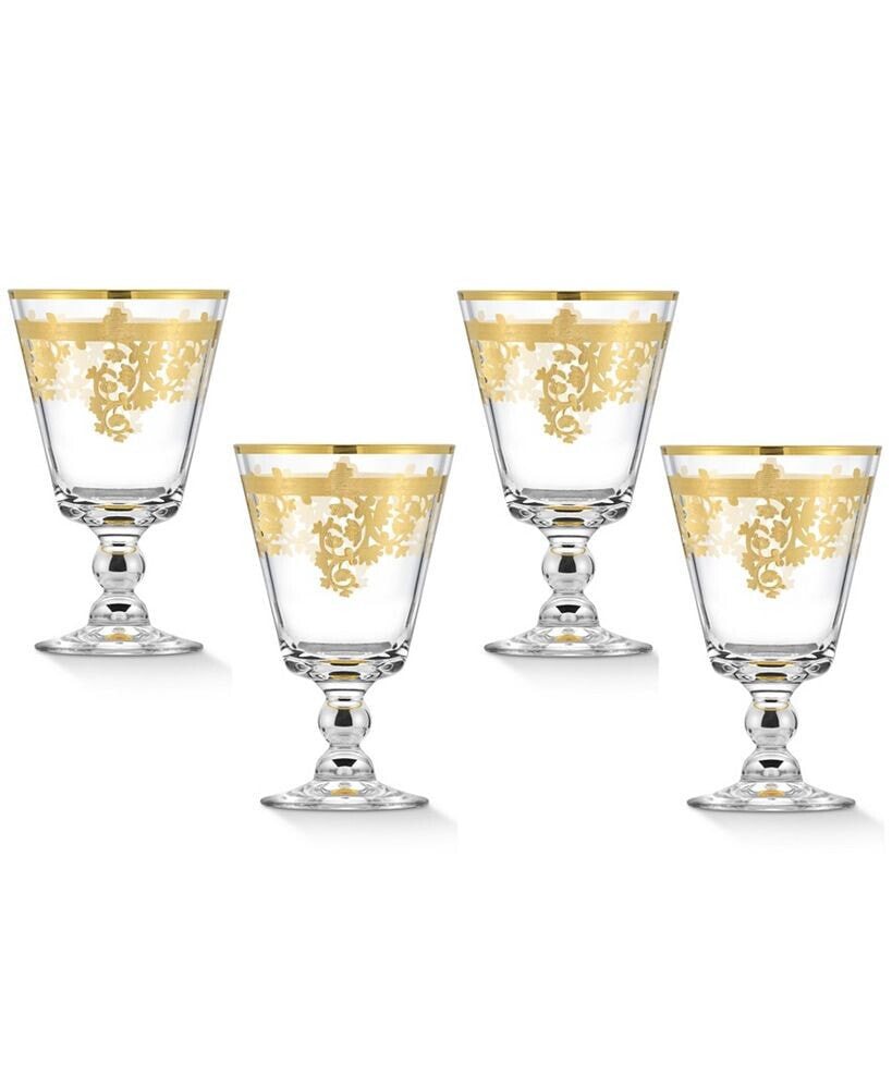 Lorren Home Trends rosalie Gold Short Goblet, Set of 4