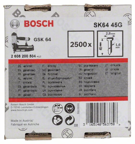 Bosch Senkkopf-Stift SK64 45G 1,6 mm, 45 mm, verzinkt