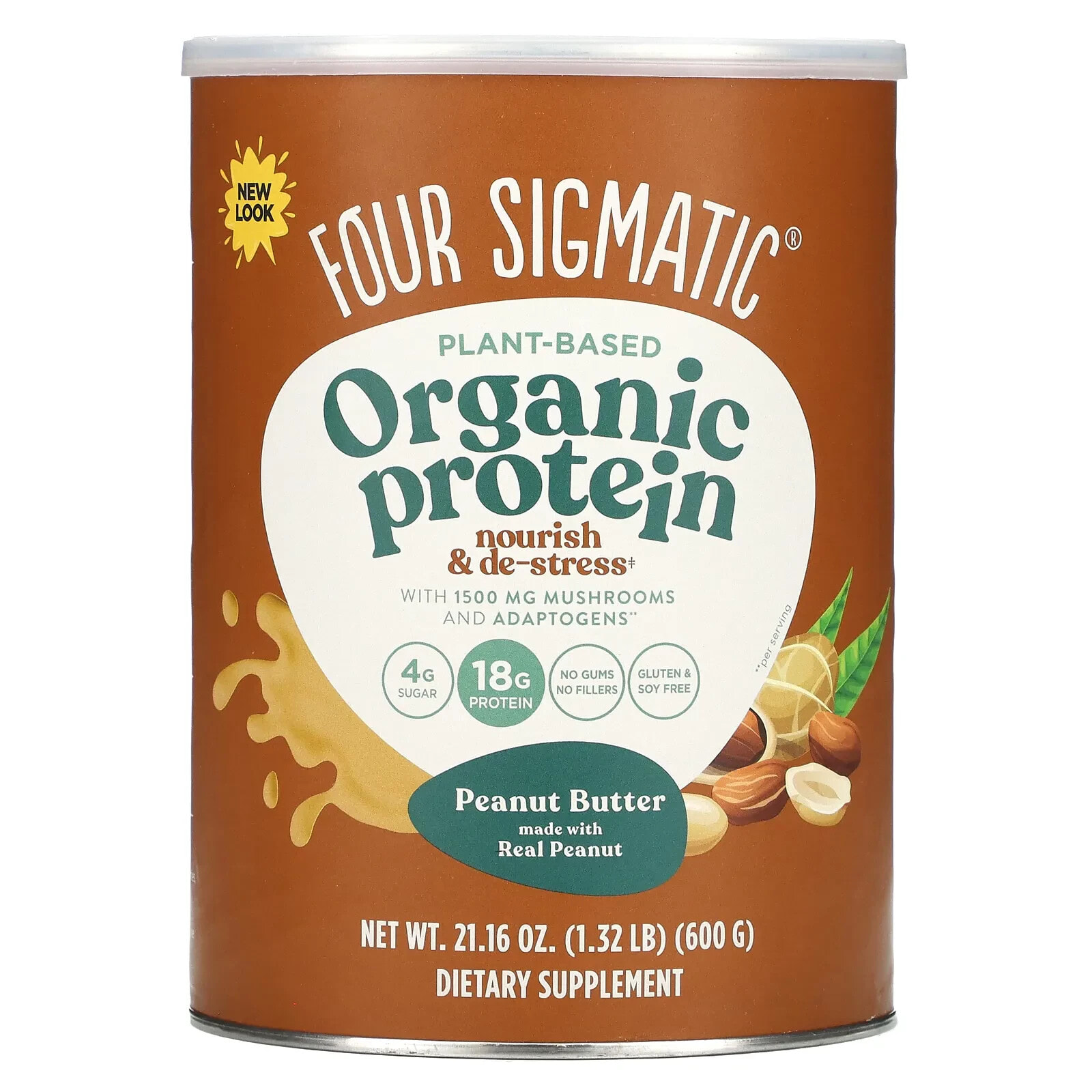 Plant-Based Organic Protein , Sweet Vanilla, 1.32 lb (600 g)