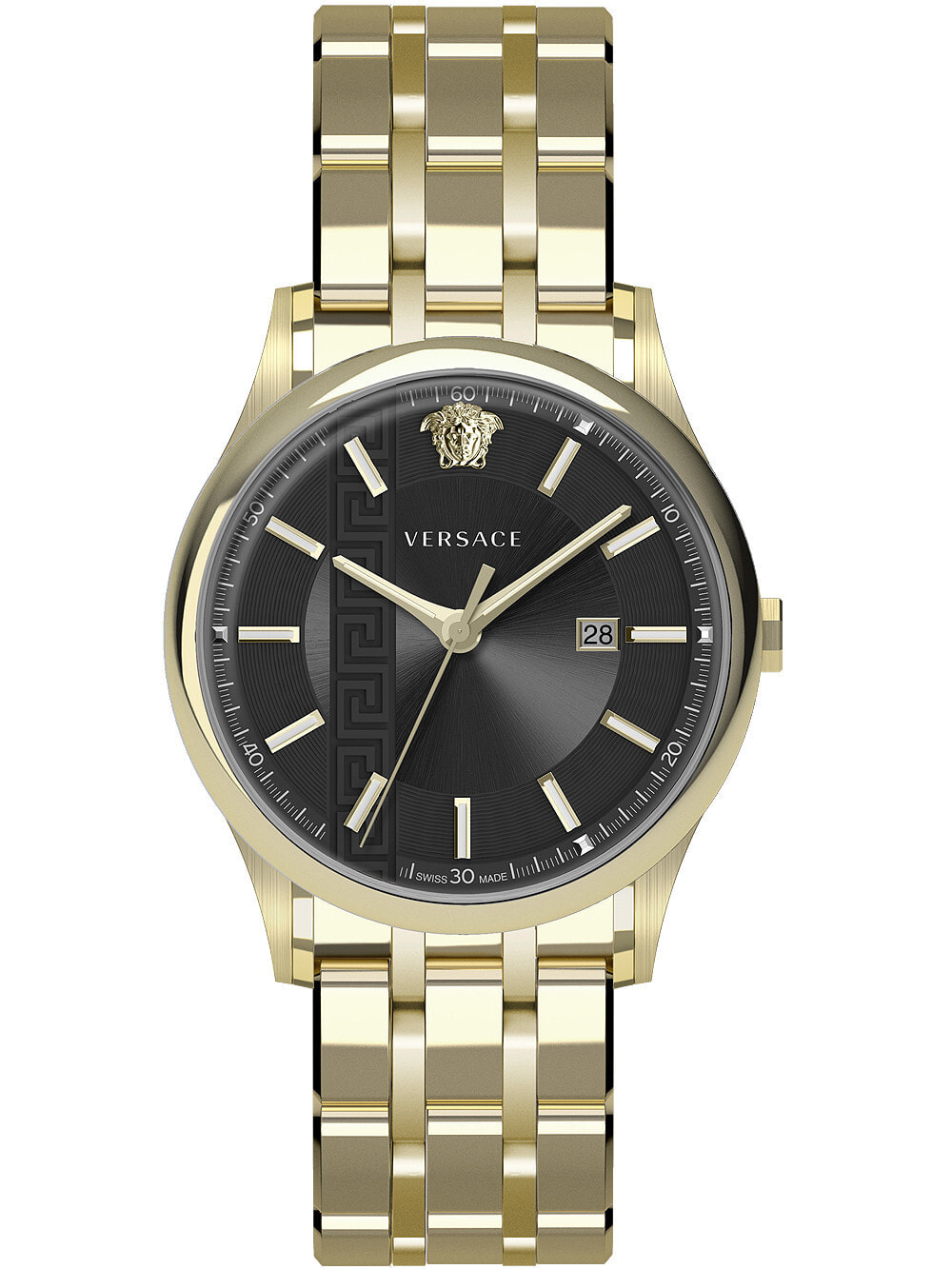 Мужские наручные часы с золотистым браслетом Versace VE4A00820 Aiakos mens 44mm 5ATM