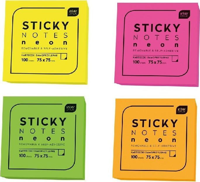Interprinting Sticky notes neon 75x75mm 100K (333196)