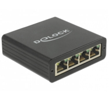 DeLOCK 62966 кабельный разъем/переходник 1 x USB 3.0 Type-B female 4 x Gigabit LAN RJ45 jack Черный