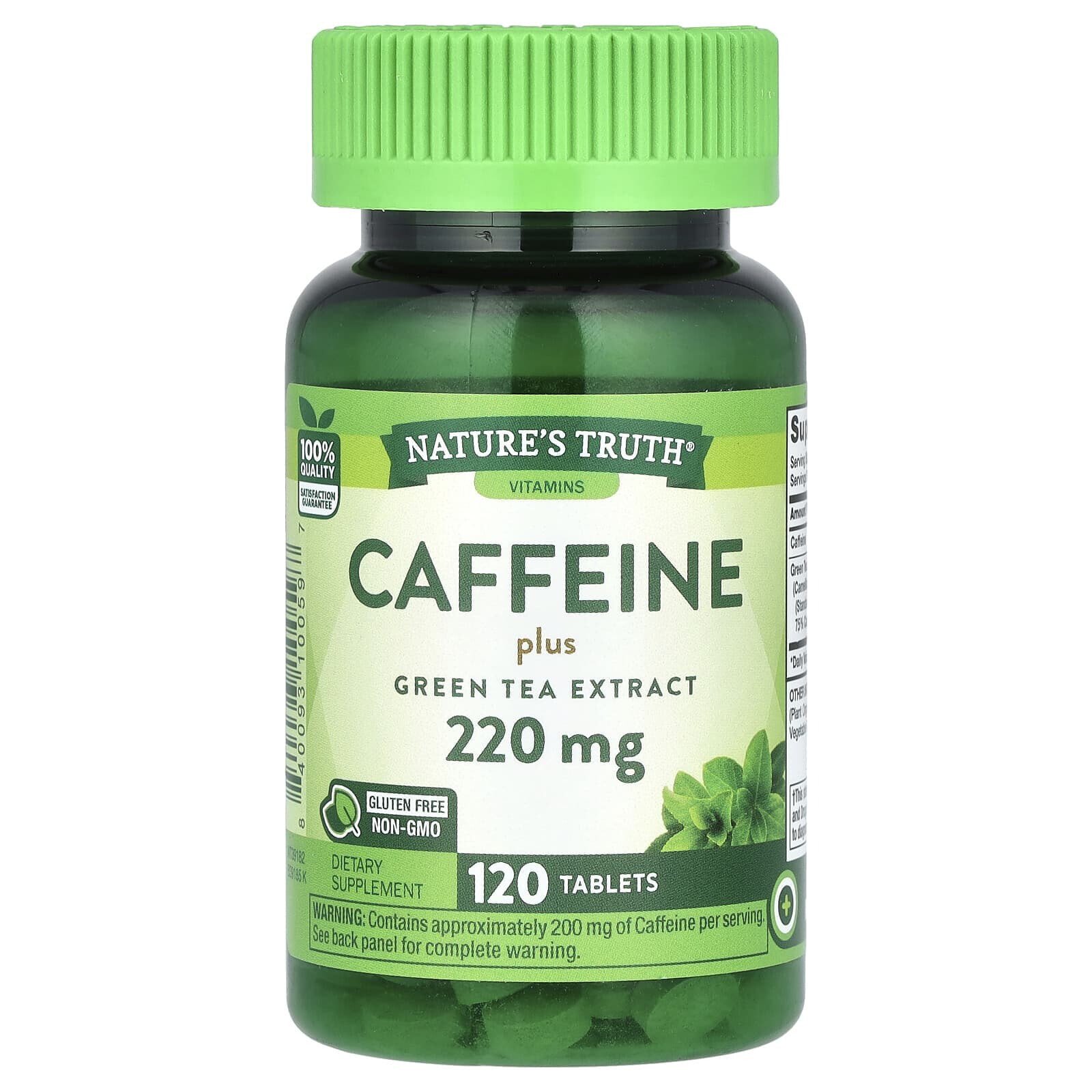 Caffeine Plus Green Tea Extract, 220 mg, 120 Tablets