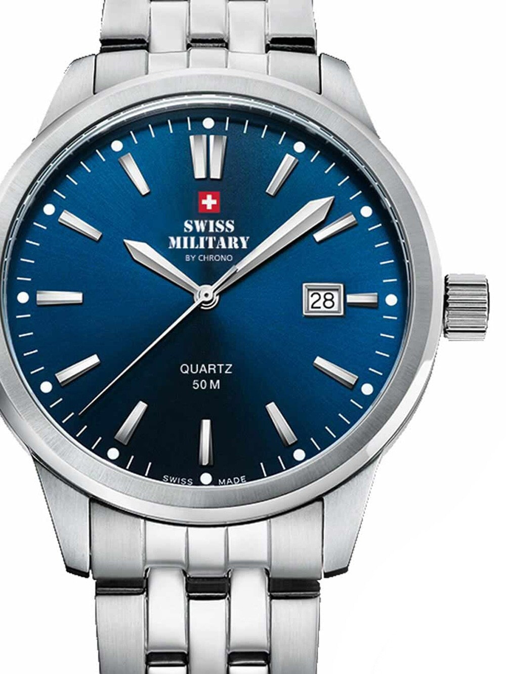 Мужские наручные часы с серебряным браслетом Swiss Military SMP36009.03 Mens 41mm 5 ATM