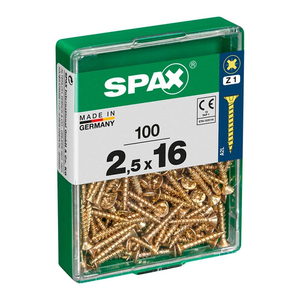 SPAX Yellox 2.5x16 mm Flat Head Wood Screw 100 Units