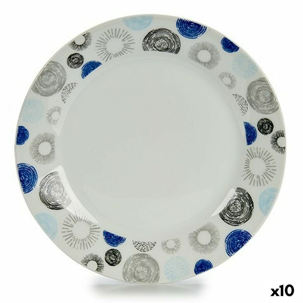 Dessert dish Circles Porcelain 19 x 2 x 19 cm (10 Units)