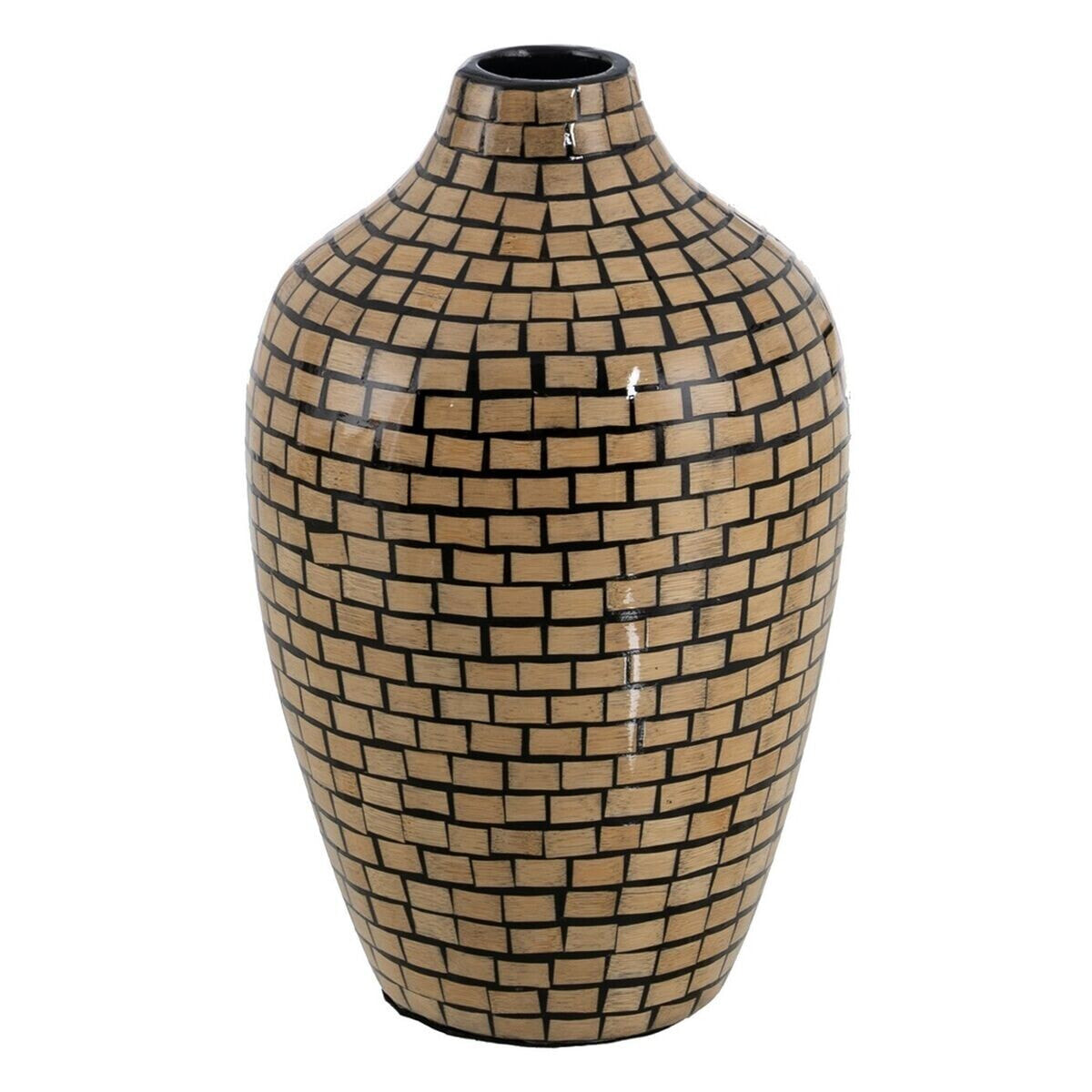 Vase Black Beige Bamboo 18 x 18 x 30 cm
