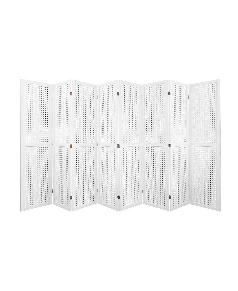 Simplie Fun 8-Panel Pegboard Room Divider for Privacy, Display, and Organization