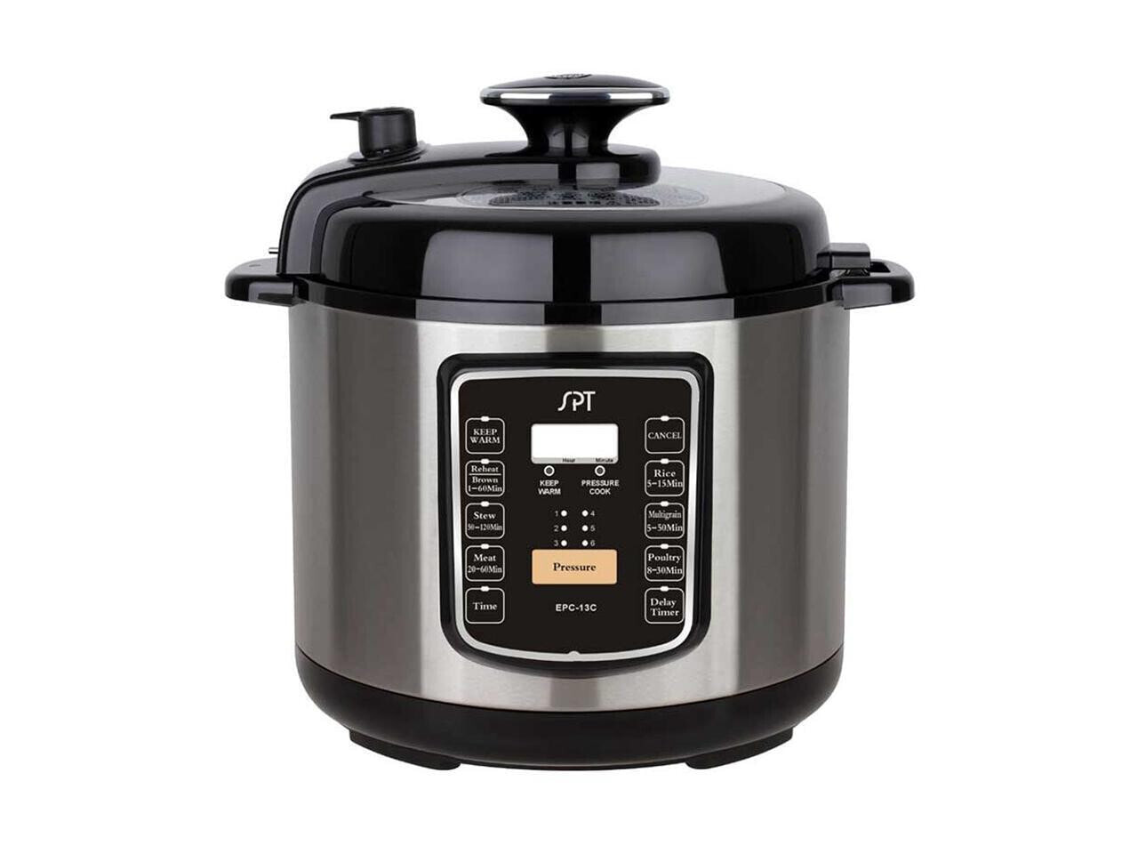 6.5-Quart Stainless Steel Electric Pressure Cooker with Quick Release Button