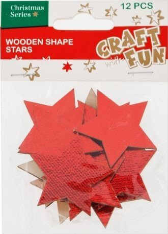 Craft with Fun CF DECORATION BN WOOD STARS 12PCS PBH 12/288