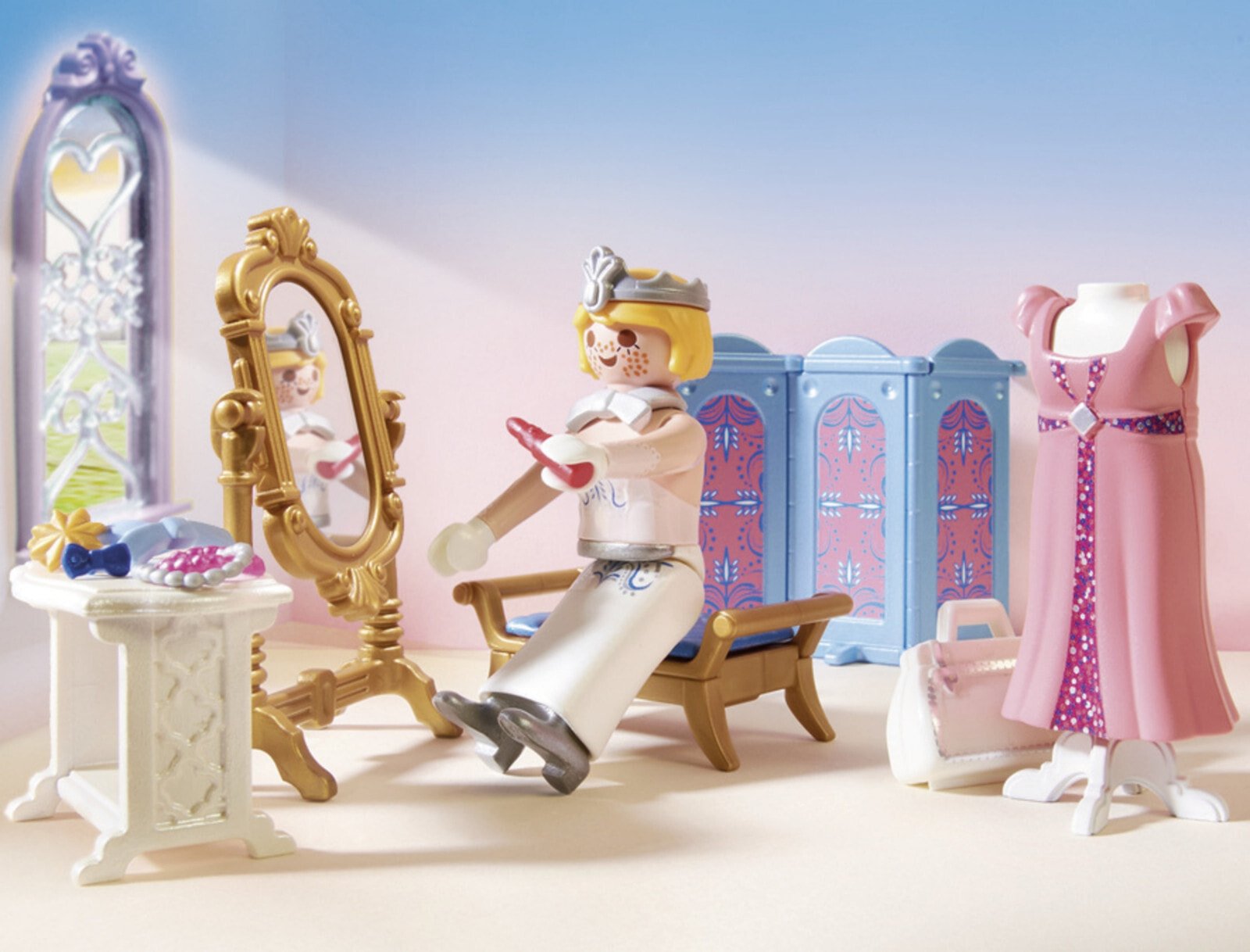 Игровой набор с элементами конструктора Playmobil Princess 70454 Гардеробная с ванной