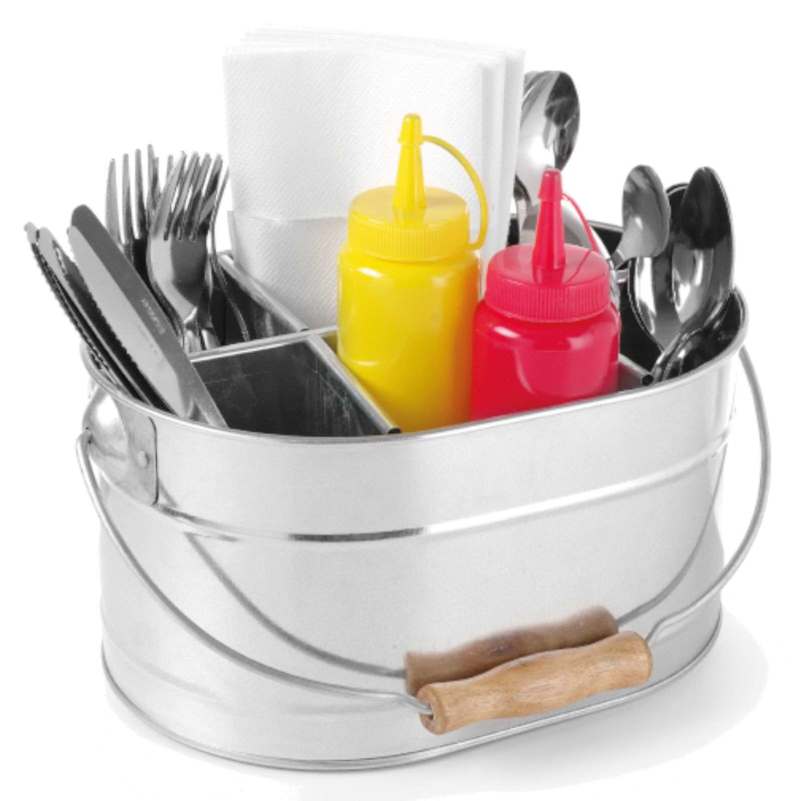 Steel cutlery container, sauces and napkins, 245x167mm handle