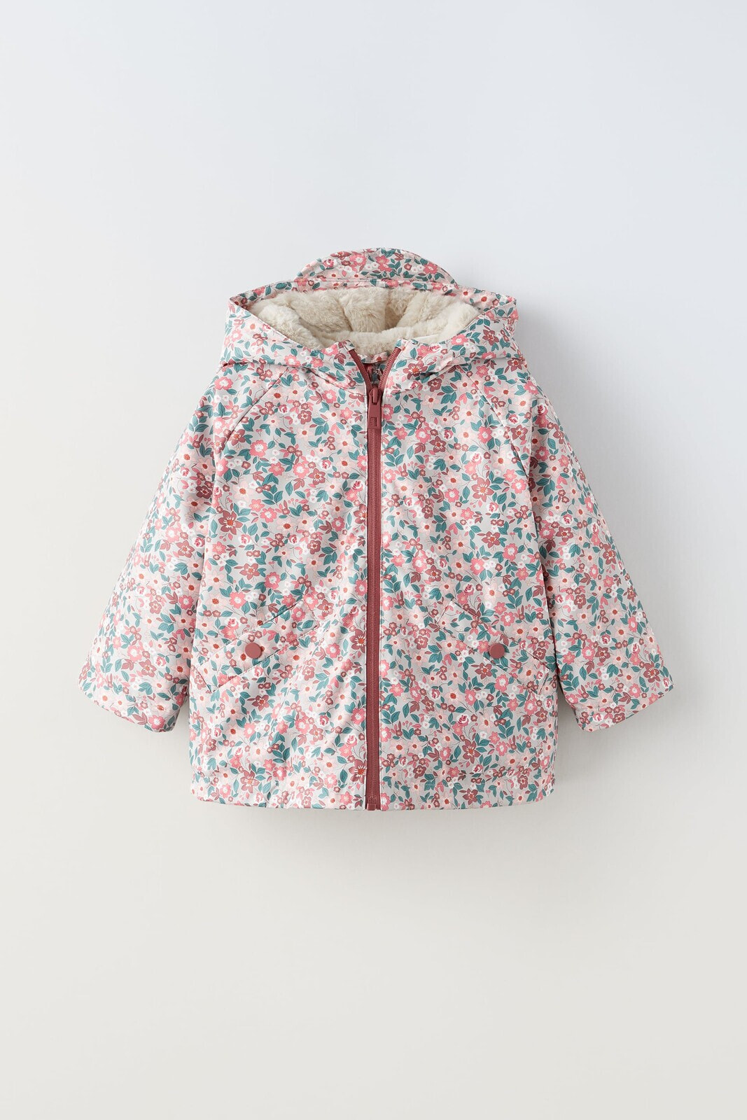 Rubberised floral raincoat
