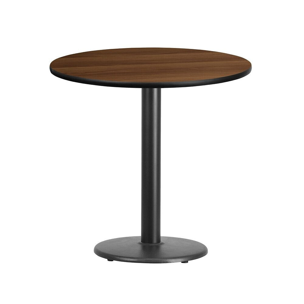Flash Furniture 30'' Round Walnut Laminate Table Top With 18'' Round Table Height Base