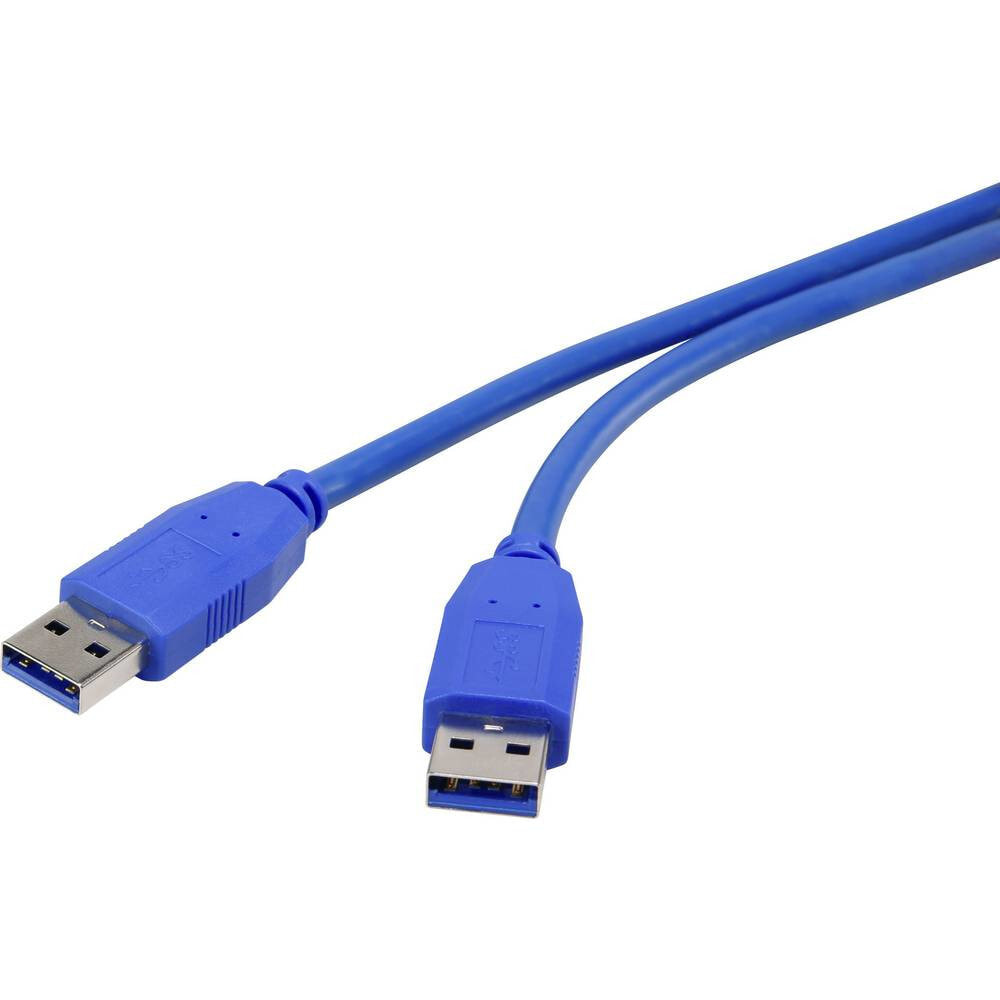 Компьютерный разъем или переходник Renkforce RF-4369443, 0.5 m, USB A, USB A, USB 3.2 Gen 1 (3.1 Gen 1), 5000 Mbit/s, Blue