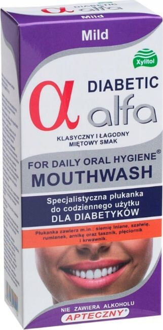Alfa Diabetic Mild Mouthwash Ополаскиватель полости рта для диабетиков от сухости, кариеса и раздражения десен 200 мл