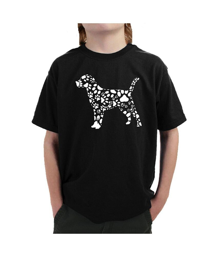 LA Pop Art big Boy's Word Art T-shirt - Dog Paw Prints