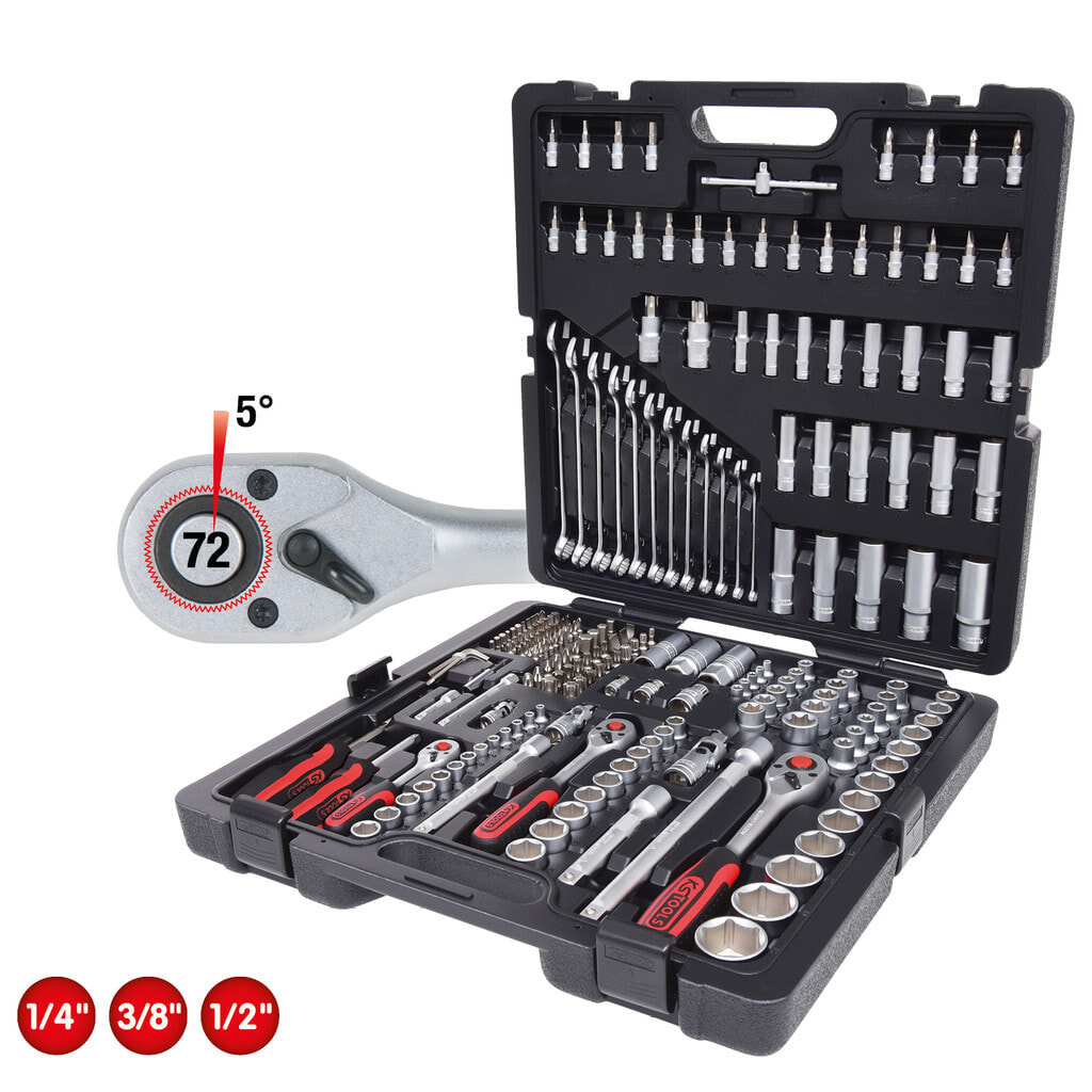 Набор инструментов и оснастки KS TOOLS Werkzeuge-Maschinen GmbH KS TOOLS 1/4+3/8+1/2 Steckschlüssel 216tlg 917.0216