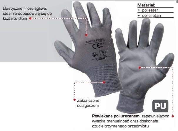 Lahti Pro Polyurethane 9-Coated Safety Gloves (L230209K)