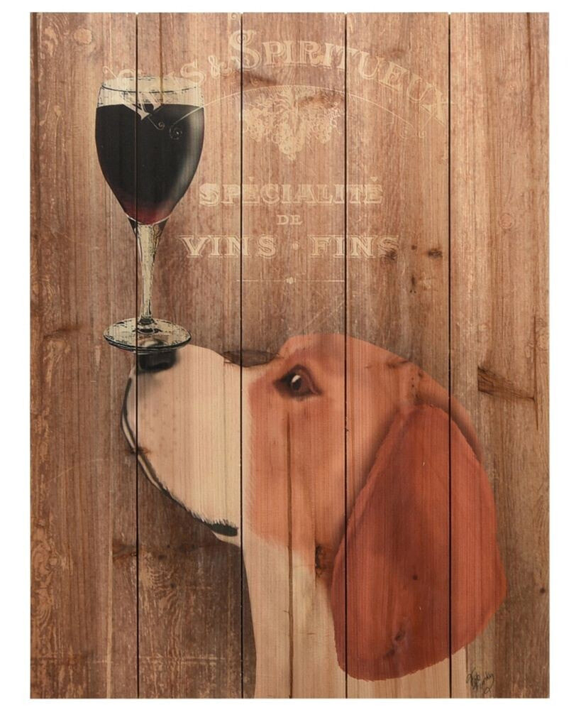 Empire Art Direct 'Dog Au Vin Beagle' Arte De Legno Digital Print on Solid Wood Wall Art - 24