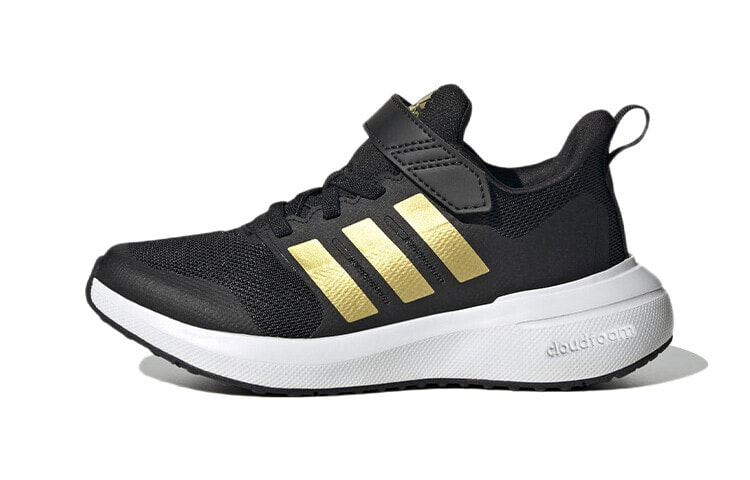 中童 adidas Fortarun 2.0 Cloudfoam 防滑耐磨 低帮 儿童跑步鞋 黑金 / Детские кроссовки adidas FortaRun 2.0 Cloudfoam Elastic Lace Top Strap Shoes (Черные)