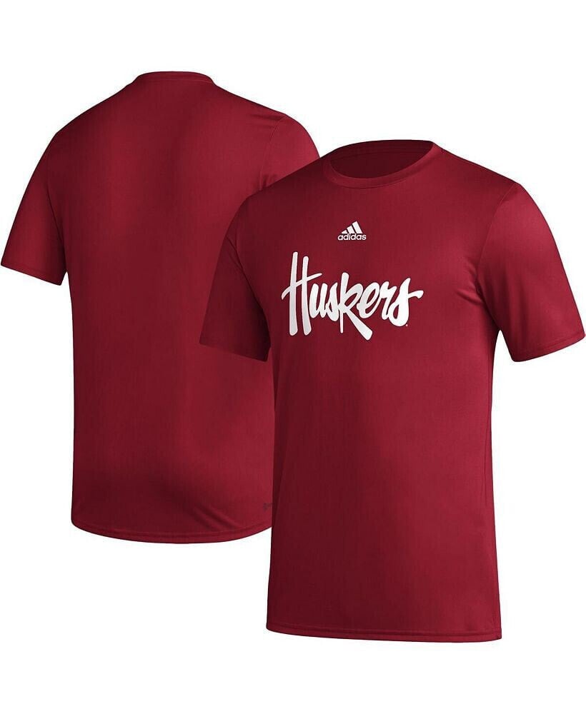 adidas men's Scarlet Nebraska Huskers Basics Secondary Pre-Game AEROREADY T-shirt