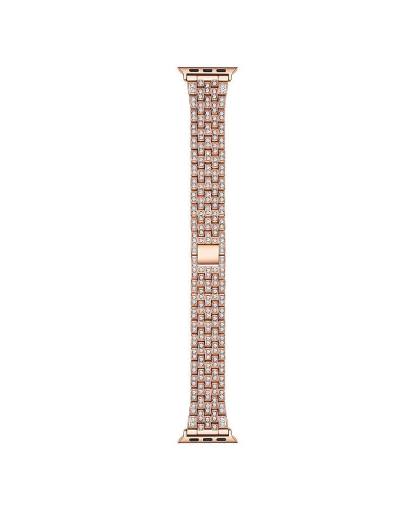 Posh Tech chantal Rose Gold Plated Stainless Steel Alloy and Rhinestone Link Band for Apple Watch, 42mm-44mm