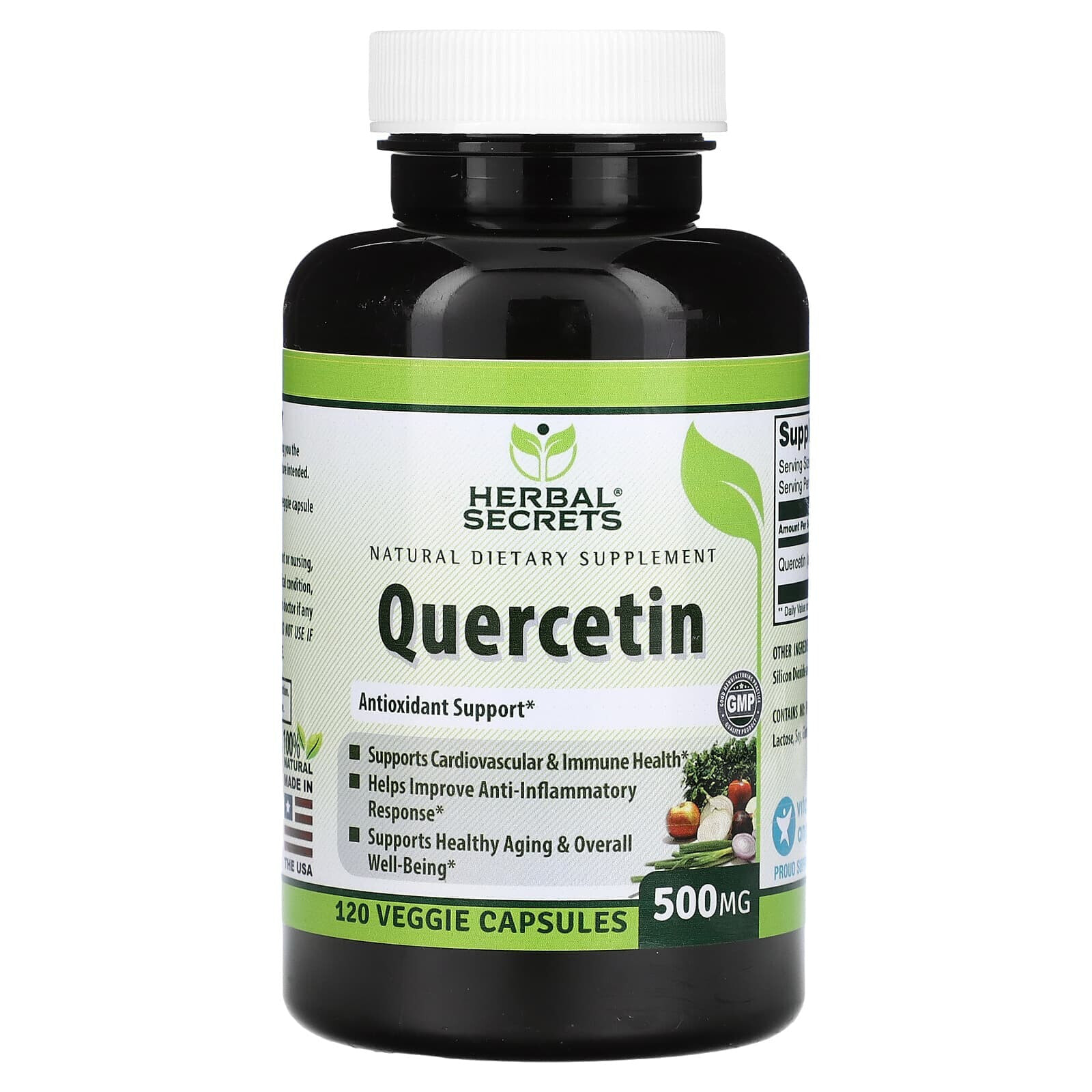 Herbal Secrets, кверцетин, 500 мг, 120 растительных капсул
