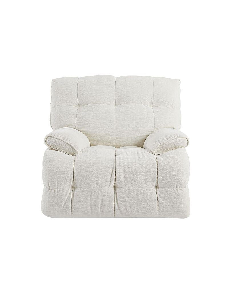 Simplie Fun 360 Degree Swivel Fabric Single Sofa Heavy Duty Reclining Chair for Living Room, Cream