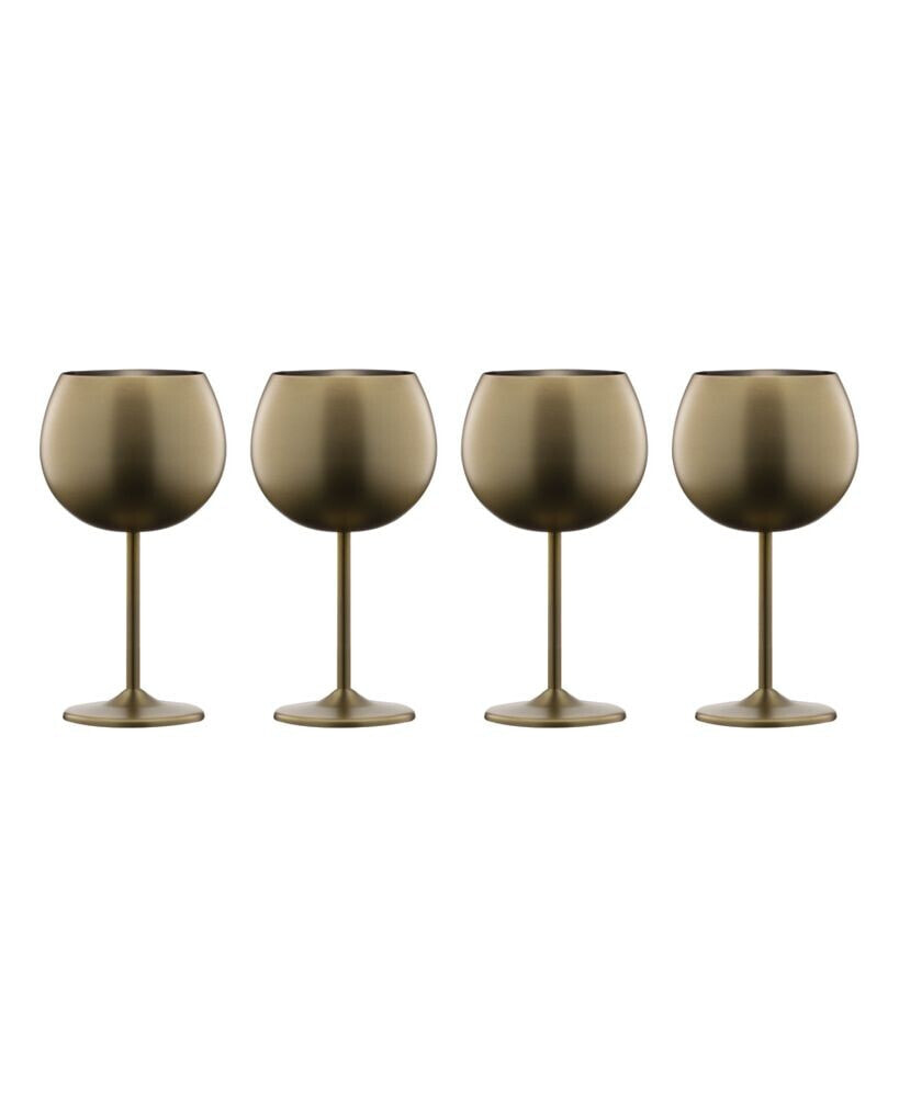 Cambridge 12 Oz Brushed Gold Stainless Steel Red Wine Glasses, Set of 4