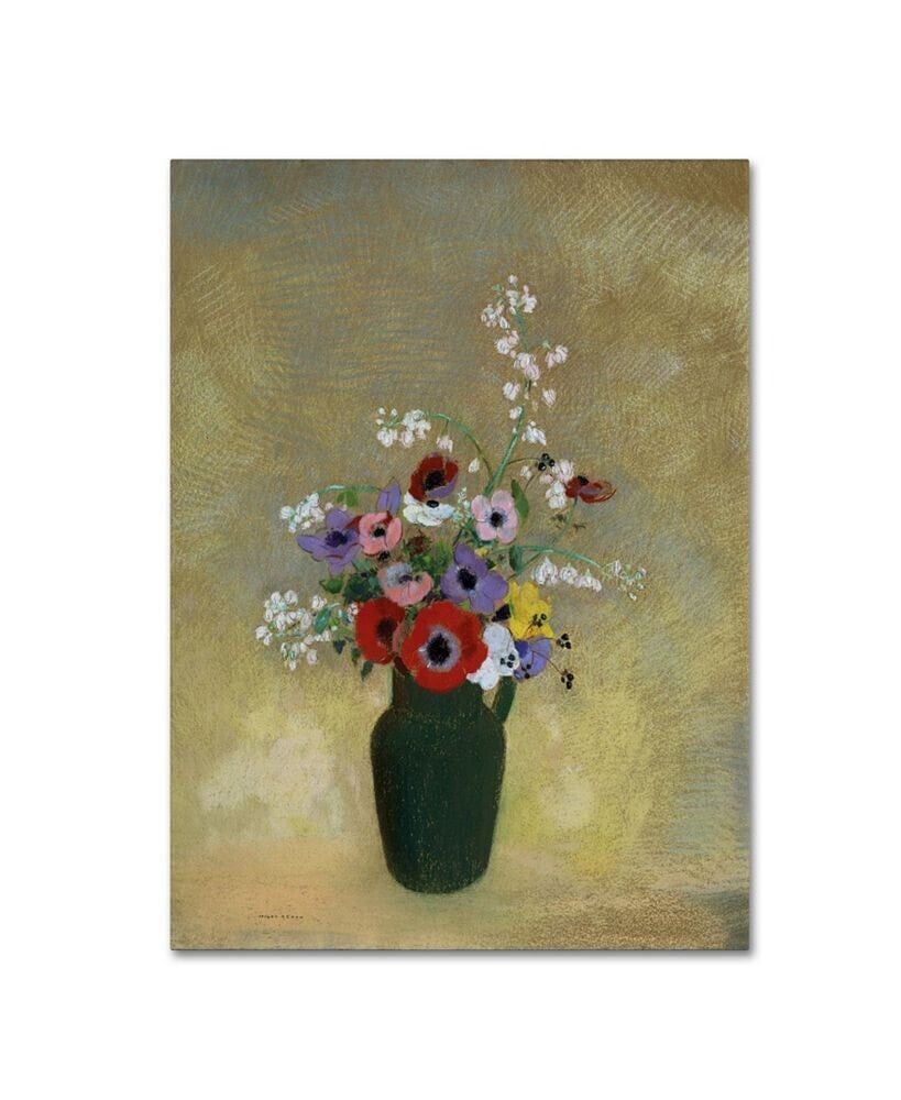 Odilon Redon 'Large Green Vase With Mixed Flowers' Canvas Art - 32