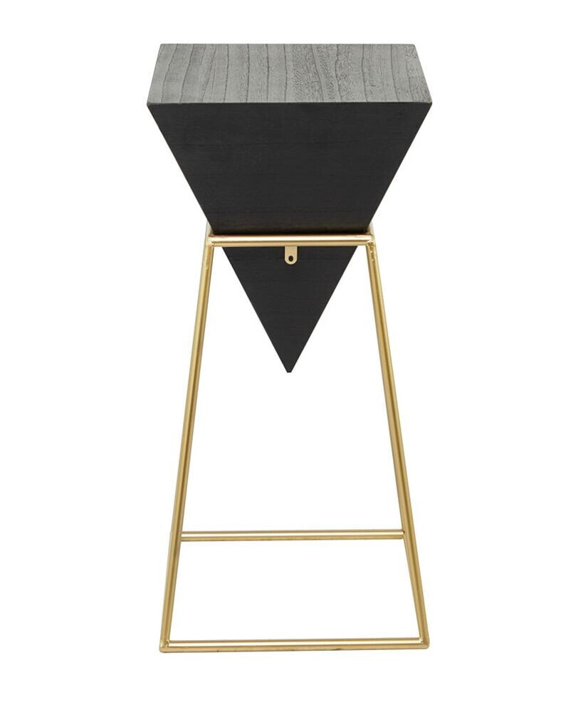 Wood Inverted Geometric Accent Table with Metal Frame, 15