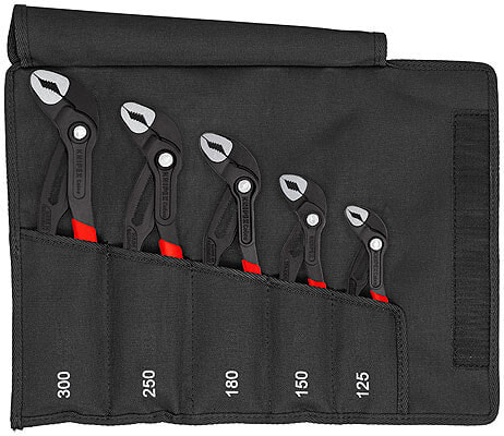 Набор из 5-ти высокотехнологичных сантехнических клещей в сумке-скрутке Knipex Cobra  00 19 55 S5