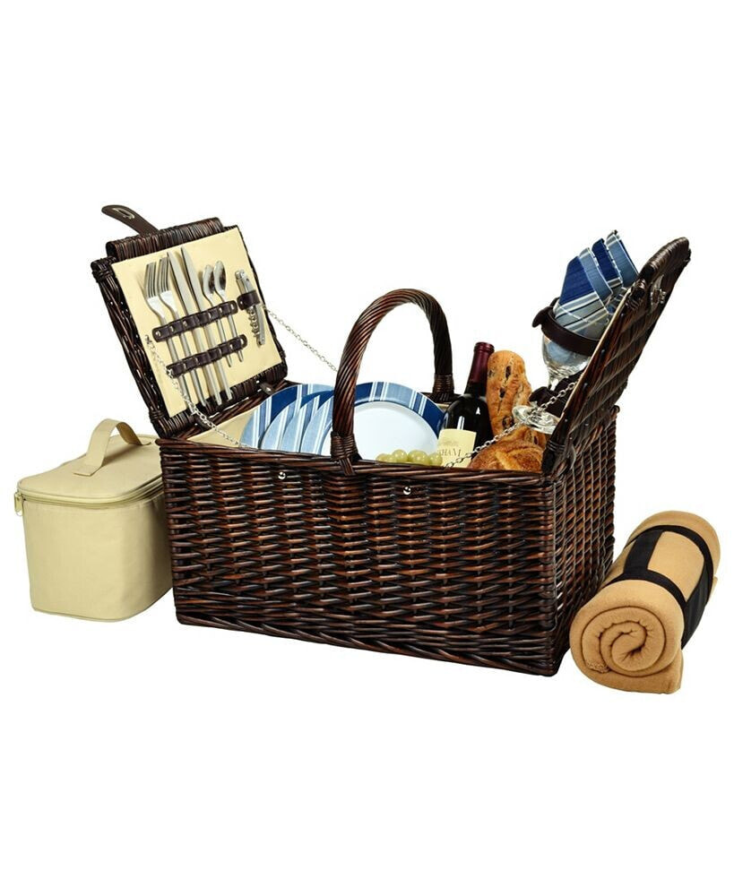 Buckingham Willow Picnic Basket with Blanket - Service for 4