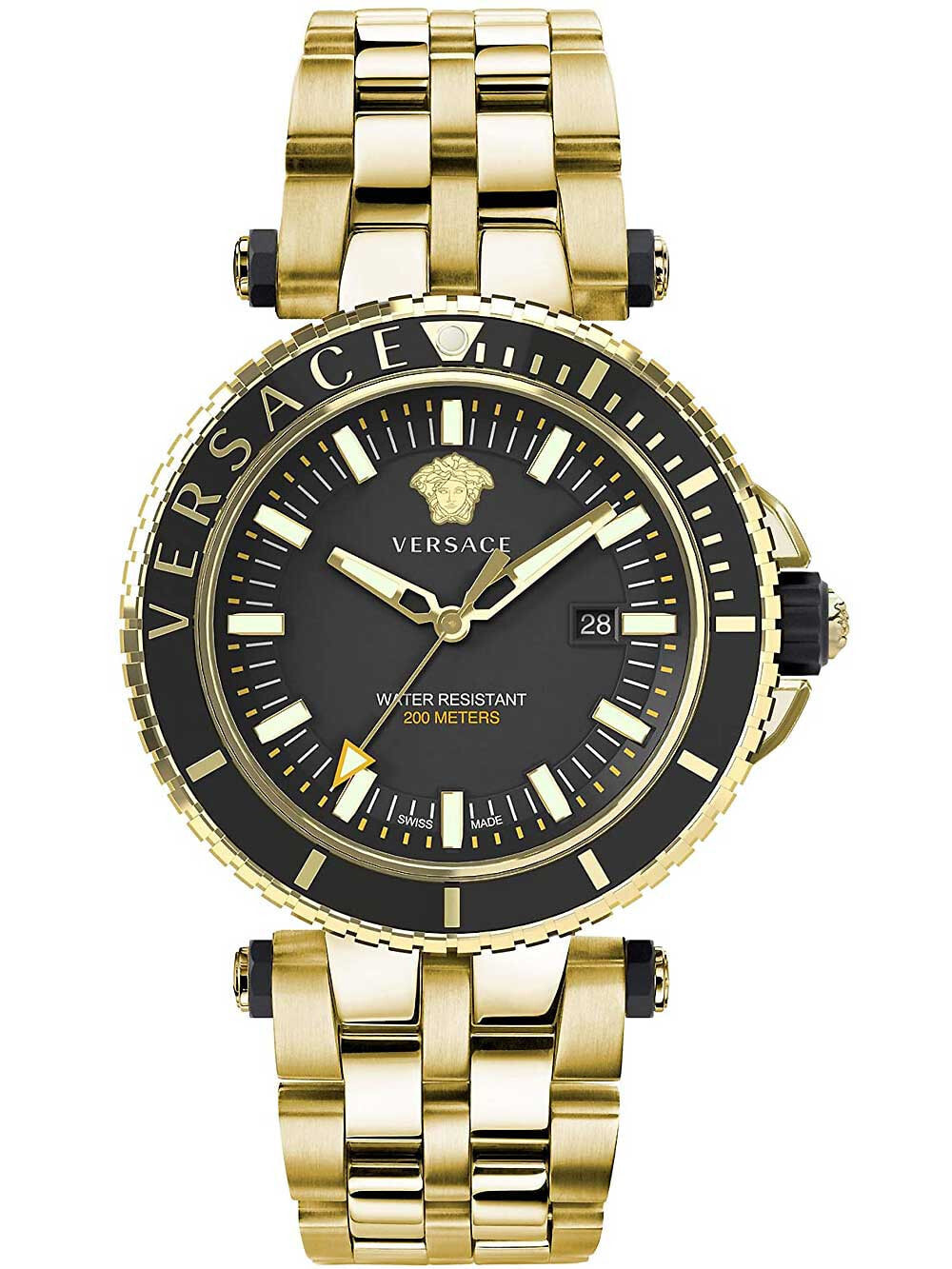 Мужские наручные часы с золотым браслетом Versace VEAK00618 V-Race mens 46mm 5ATM