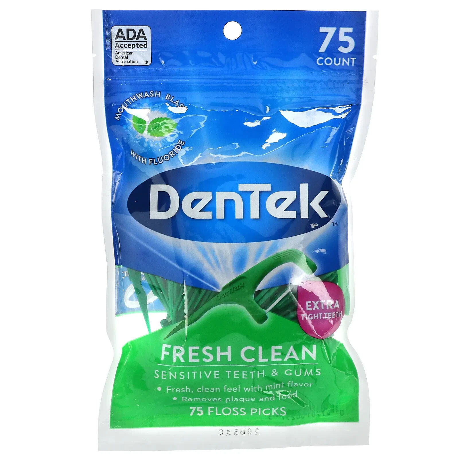 DenTek, Complete Clean, легкие зубочистки, жидкость для полоскания рта, 75 зубочисток