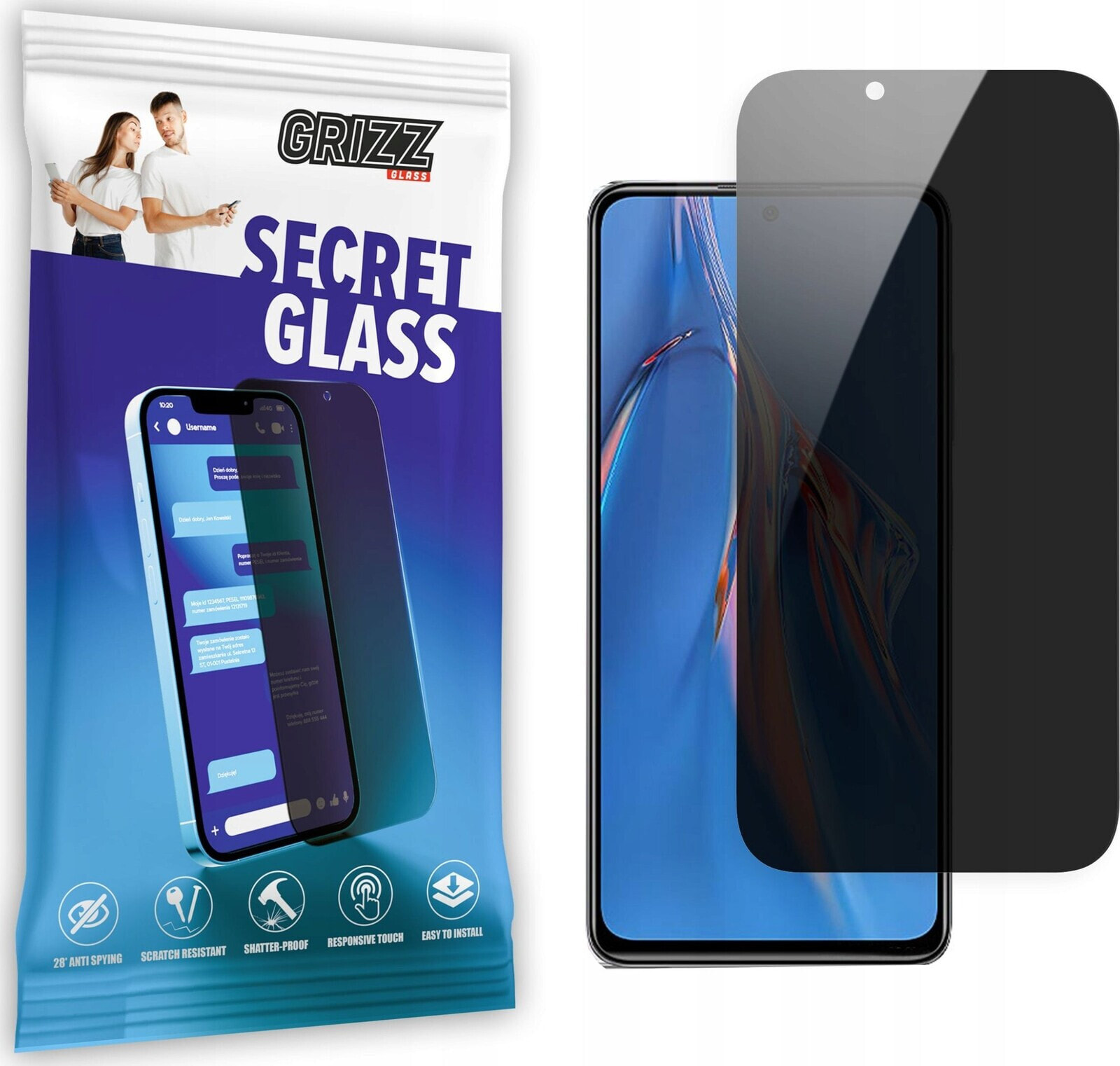 GrizzGlass Szkło prywatyzujące GrizzGlass SecretGlass Xiaomi Redmi Note 11 Pro Plus