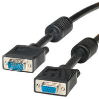 HQ VGA Cable with Ferrite - HD15 M - HD15 F 10 m - 10 m - VGA (D-Sub) - VGA (D-Sub) - Male - Female - Black